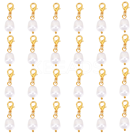 20Pcs Oval Natural Pearl Pendant Decoration HJEW-PH02069-1
