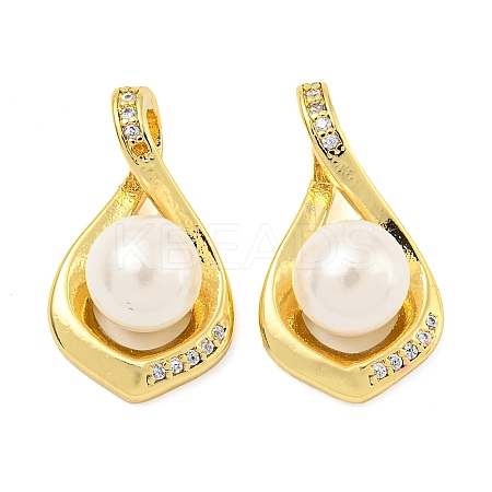 Rack Plating Brass Micro Pave Cubic Zirconia Pendants KK-Z063-01G-1