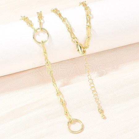 Brass 8 Link Chain Y Lariat Necklaces NJEW-H087-02G-1