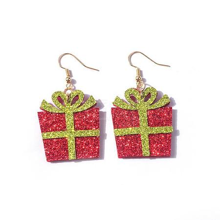 Christmas Iron Acrylic Dangle Earrings FS-WG00170-03-1