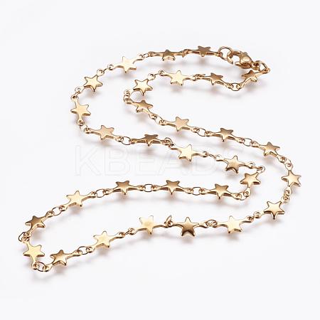 304 Stainless Steel Chain Necklaces STAS-P164-27G-1