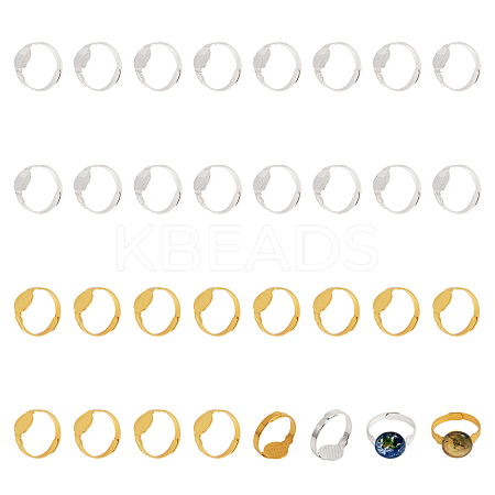 CHGCRAFT 32Pcs 2 Colors Adjustable Brass Finger Rings Components KK-CA0002-37-1