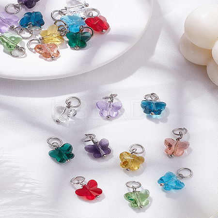 20Pcs 10 Colors Faceted Transparent Glass Charms GLAA-LP0001-18-1