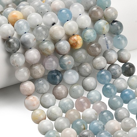 Natural Aquamarine Beads Strands X-G-F591-29B-10mm-01-1