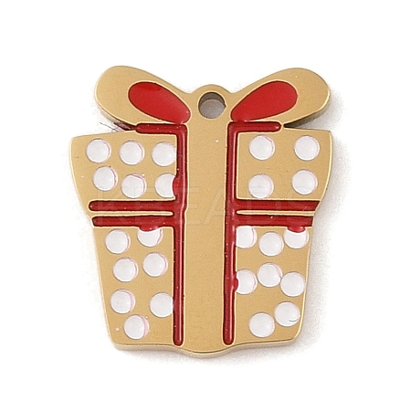 Christmas Theme Ion Plating(IP) 304 Stainless Steel Enamel Charms STAS-Z083-08G-05-1