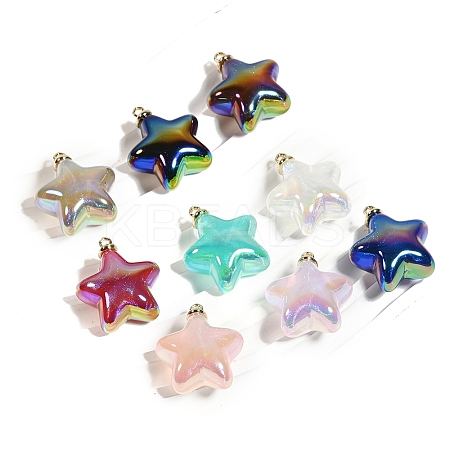 10Pcs UV Plated Iridescent Opaque Resin Pendants PW-WG9DE9F-11-1