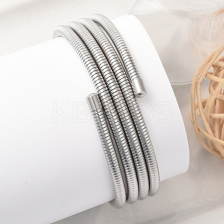 304 Stainless Steel Spring Multi-strand Bangles for Women BJEW-Z086-01P-02-1