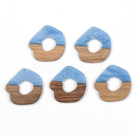 Opaque Resin & Walnut Wood Pendants RESI-S389-050A-C01-1