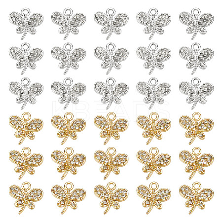 48Pcs 2 Colors Rack Plating Eco-friendly Alloy Crystal Rhinestone Butterfly Charms FIND-HY0003-77-1