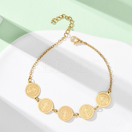 Religion 304 Stainless Steel Link Bracelets for Women LS-BJEW-F524-03G-1