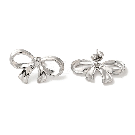 304 Stainless Steel Bowknot Stud Earrings EJEW-C114-33P-1