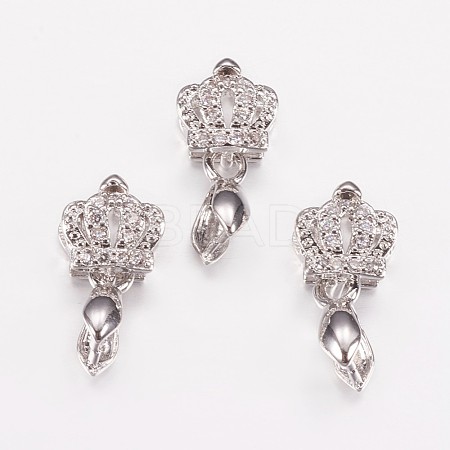 Long-Lasting Plated Brass Micro Pave Cubic Zirconia Ice Pick Pinch Bails ZIRC-F069-22P-1