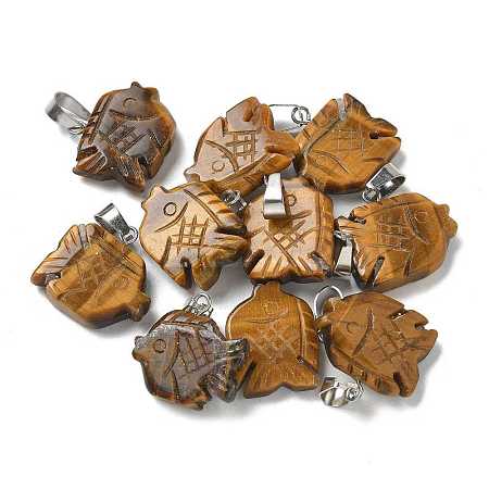 Natural Tiger Eye Pendants G-B127-16P-04-1