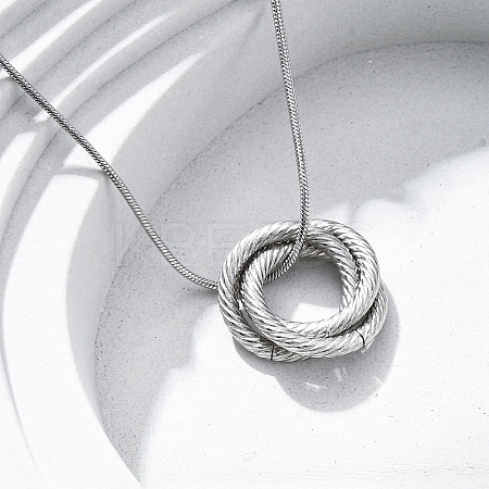 304 Stainless Steel Triple Circles Pendant Necklaces for Women NJEW-Z044-14P-1
