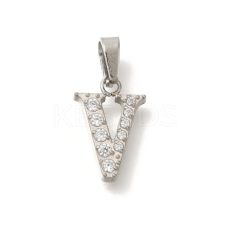 304 Stainless Steel Micro Pave Cubic Zirconia Pendants STAS-H228-02P-05-1