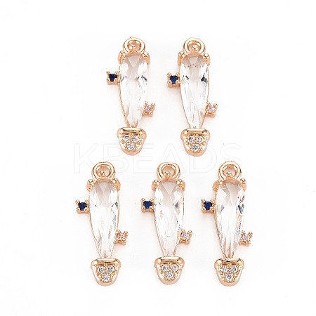 Rack Plating Brass Micro Pave Clear Cubic Zirconia Pendants LS-KK-T060-63G-RS-1