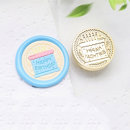 Golden Tone Wax Seal Brass Stamp Heads AJEW-U008-02G-07-1