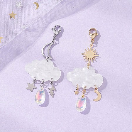 2Pcs Cloud Acrylic Pendant Decorations HJEW-JM04665-1