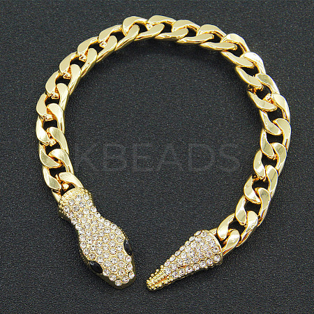 Alloy Black Rhinestone Cuban Link Chain Bracelets for Women WGC9FDE-01-1