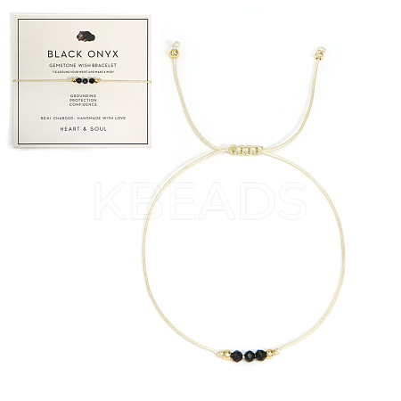 Natural Black Onyx Braided Beads Bracelets for Women LU0568-1-1