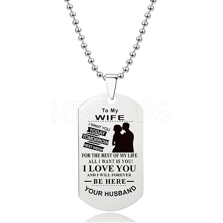 201 Stainless Steel To My Wife Dog Tag Pendant Ball Chain Necklaces FS-WG527E6-27-1
