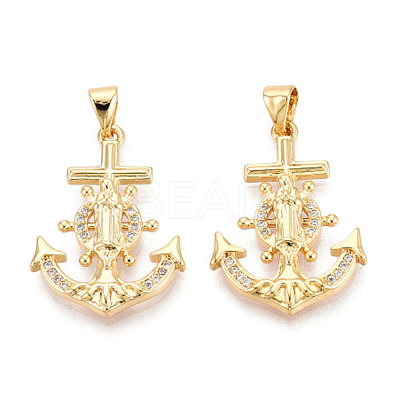 Brass Micro Pave Cubic Zirconia Pendants KK-N268-03G-1
