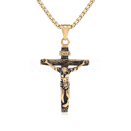 Cross Pendant Necklace with Jesus Crucifix Religious Necklace Sacrosanct Charm Neck Chain Jewelry Gift for Birthday Easter Thanksgiving Day JN1109C-1