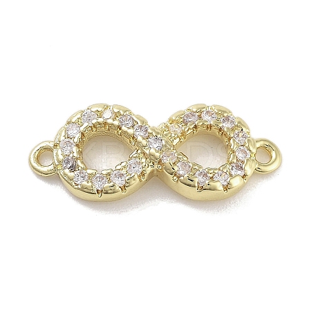 Brass Pave Clear Cubic Zirconia Infinity Connector Charms KK-M293-46G-1