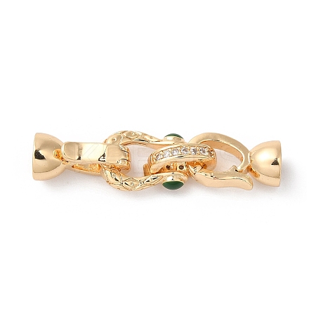 Brass Micro Pave Cubic Zirconia Fold Over Clasps KK-C062-082G-1