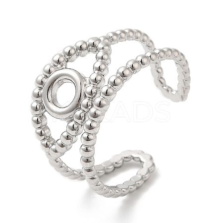 Non-Tarnish 304 Stainless Steel Hollow Evil Eye Open Cuff Ring for Women RJEW-I098-09P-1