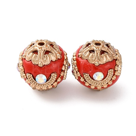 Handmade Resin Indonesia Round Beads IPDL-P005-10KCG-01-1