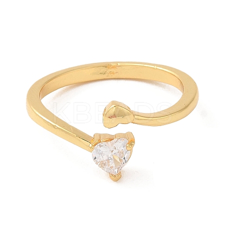 Rack Plating Brass Heart Solitaire Ring RJEW-Z014-02G-1