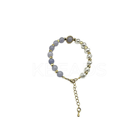 Natural Aquamarine Round Beaded Bracelet NC1314-16-1