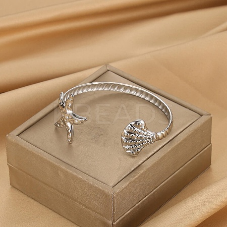 304 Stainless Steel Cuff Bangles for Women BJEW-C122-01P-1