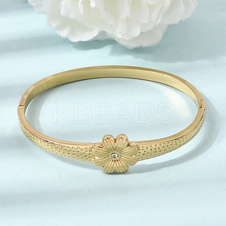 304 Stainless Steel Crystal Rhinestone Hinged Cuff Bangles for Women SA-CBA61B8-07G-1