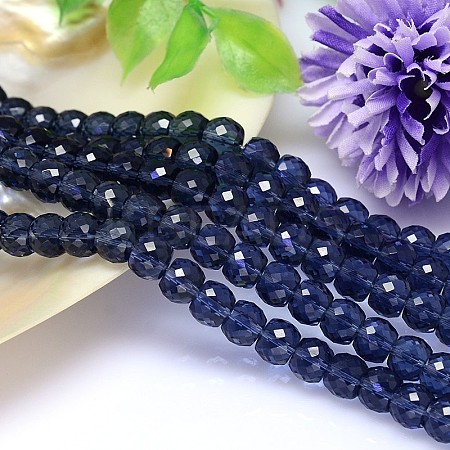 Faceted Flat Round Imitation Austrian Crystal Bead Strands G-M186-8x6mm-20A-1