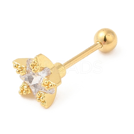 Brass Micro Pave Clear Cubic Zirconia Stud Earrings LS-EJEW-L265-09G-1