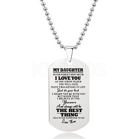 201 Stainless Steel To My Daughter Dog Tag Pendant Ball Chain Necklaces FS-WG527E6-22-1