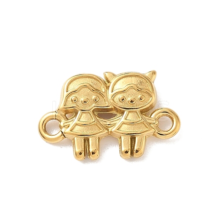 304 Stainless Steel Two Girls Links Connector Charms KK-D503-14G-1