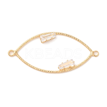 Brass & Clear Glass Horse Eye Frame Connector Charms KK-A227-09G-1