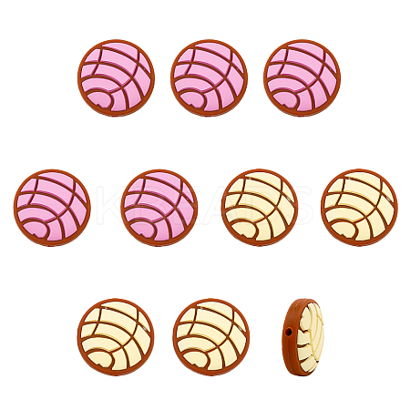 10Pcs 2 Colors Food Grade Eco-Friendly Silicone Beads SIL-CA0001-77-1