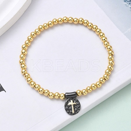Brass Oval Charms Bracelets BJEW-B148-03B-04-1