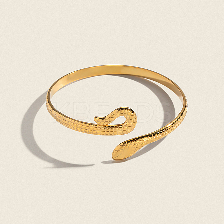 Snake Shaped 304 Stainless Steel Open Cuff Bangles for Women QJ2255-1