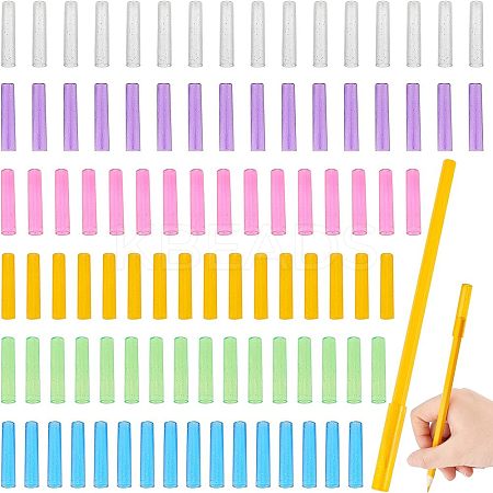 96Pcs 6 Colors Transparent Plastic Pencil Cap AJEW-CA0003-04-1