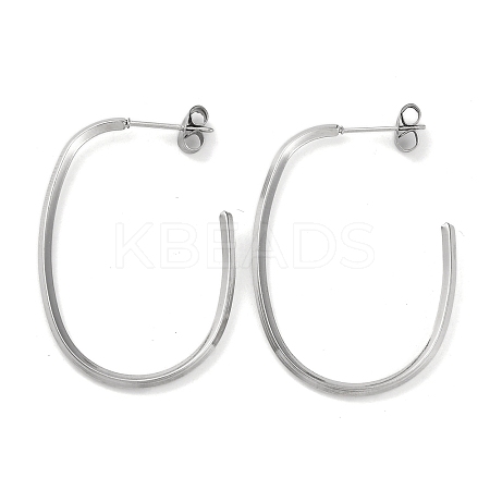 304 Stainless Steel Oval Stud Earrings EJEW-K295-02P-1
