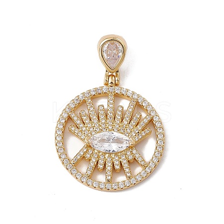Brass Micro Pave Clear Cubic Zirconia Pendants KK-G439-04G-1