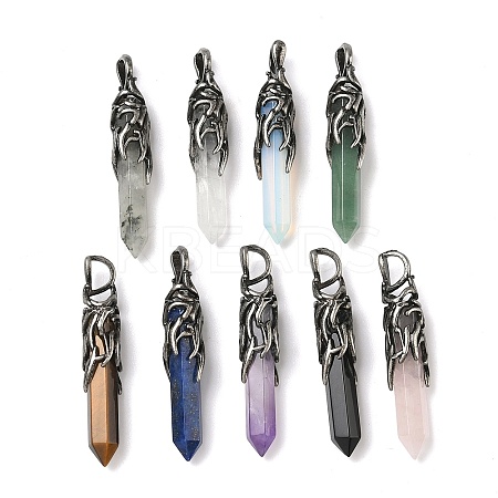 Natural & Synthetic Mixed Gemstone Pendants G-H332-10AS-1