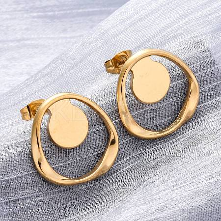 Ion Plating(IP)  304 Stainless Steel Stud Earrings EJEW-D281-21G-1