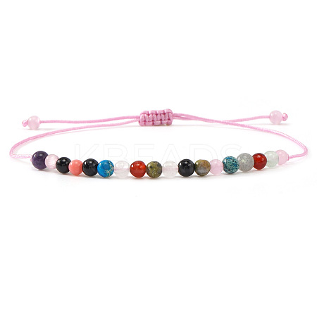 Natural & Synthetic Mixed Stones Round Bead Braided Bracelets NZ3307-3-1