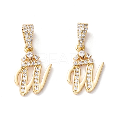 Eco-Friendly Brass Micro Pave Cubic Zirconia Pendants KK-K265-01G-W-1